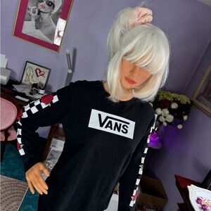 Vans Black Long Sleeve Shirt with Rose Detail